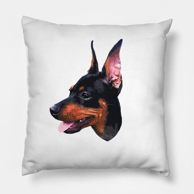 Miniature Pinscher Black and Tan Cute Puppy Dog Pillow by ElegantCat