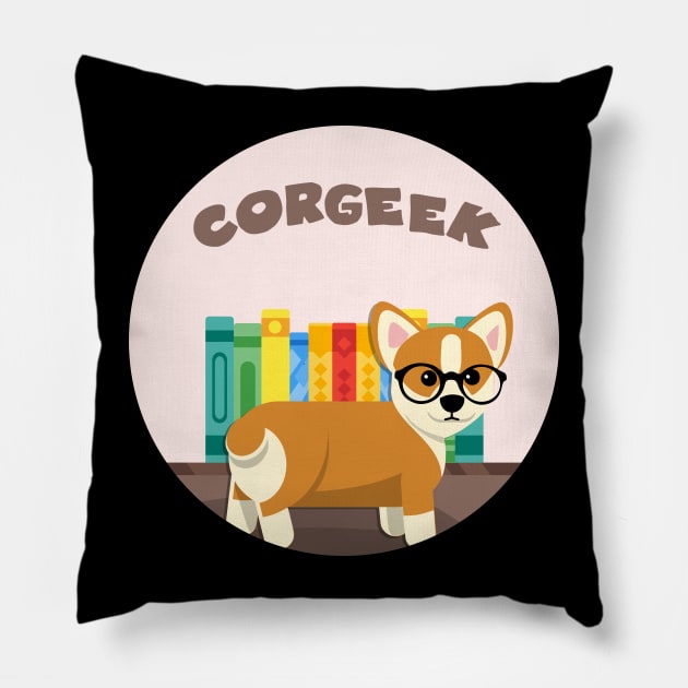 reading corgi corgeek Pillow by GoranDesign