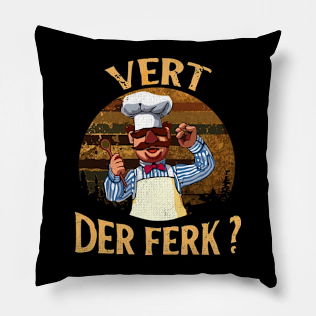 The vert der ferk cheff // Art Drawing Vintage Pillow by Kokogemedia Apparelshop