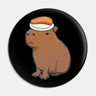 Capybara with Sashimi on its head Pin