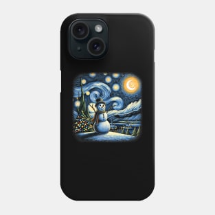 Van Gogh Starry Night Christmas Snowman Winter Snowy Night Phone Case