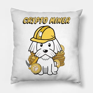 Cute white dog is a crypto miner Pillow