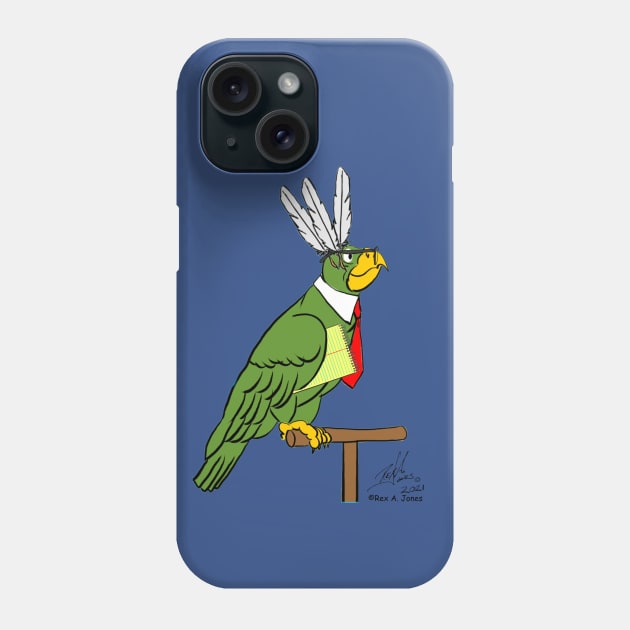 Oscar the Catoon Parrot as a Secretary Bird Phone Case by Laughing Parrot