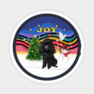 "Christmas Music Joy" with a Black Toy Poodle Magnet