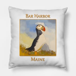 Puffin of the Eastern Egg Island outside of Bar Harbor Maine Pillow