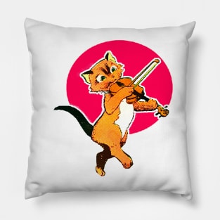 kitten playing the violin Pillow
