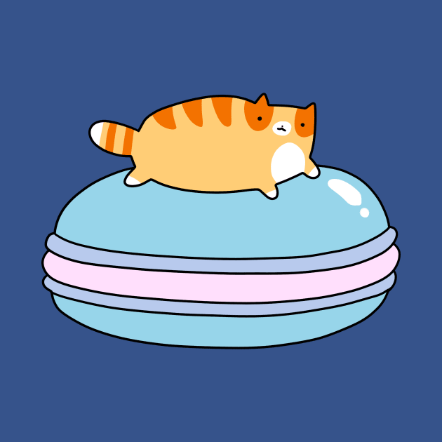 Orange Tabby Cat and Blue Macaroon by saradaboru