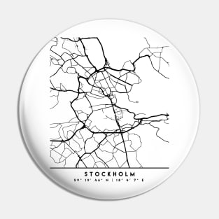 STOCKHOLM SWEDEN BLACK CITY STREET MAP ART Pin