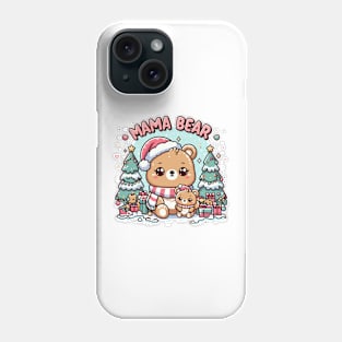 Festive Kawaii Mama Bear and Cub Phone Case