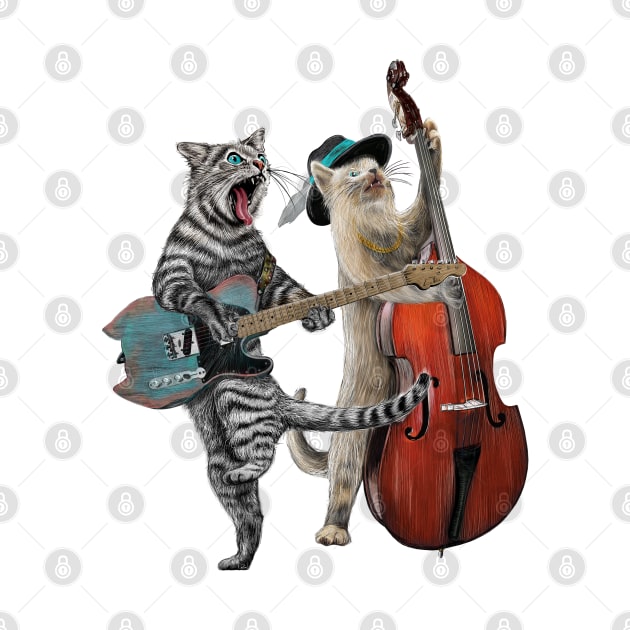 Cat Guitar Players Electric Guitar Stand-up Bass Kitty by Dual Rogue