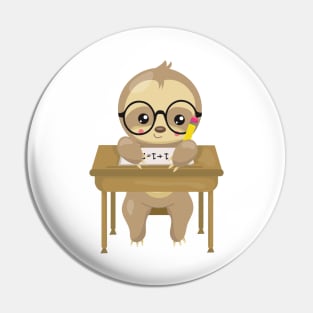 School Sloth, Cute Sloth, Baby Sloth, School Desk Pin