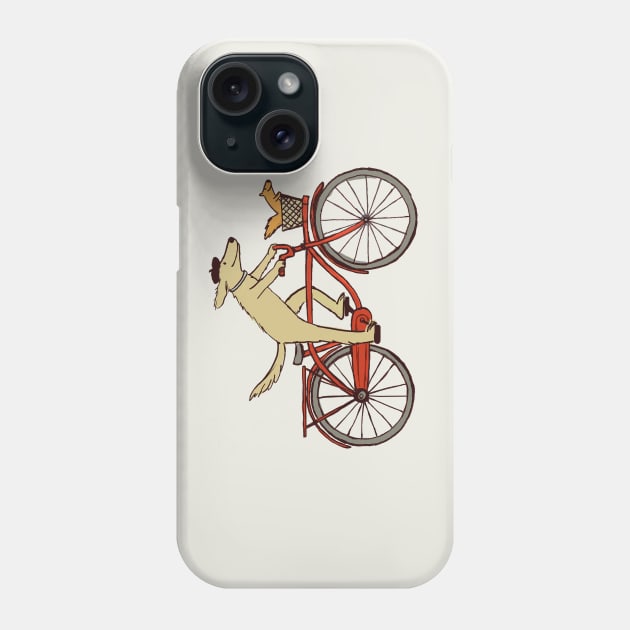 Cycling Dog with Squirrel Friend | Whimsical Animal Art Phone Case by Coffee Squirrel