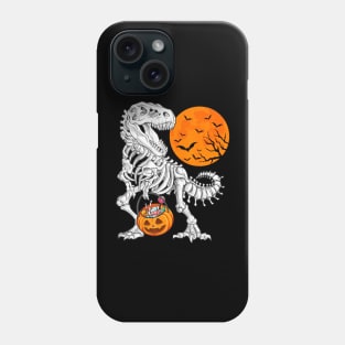 Halloween Boys Dinosaur Skeleton T rex Scary Pumpkin Moon Phone Case