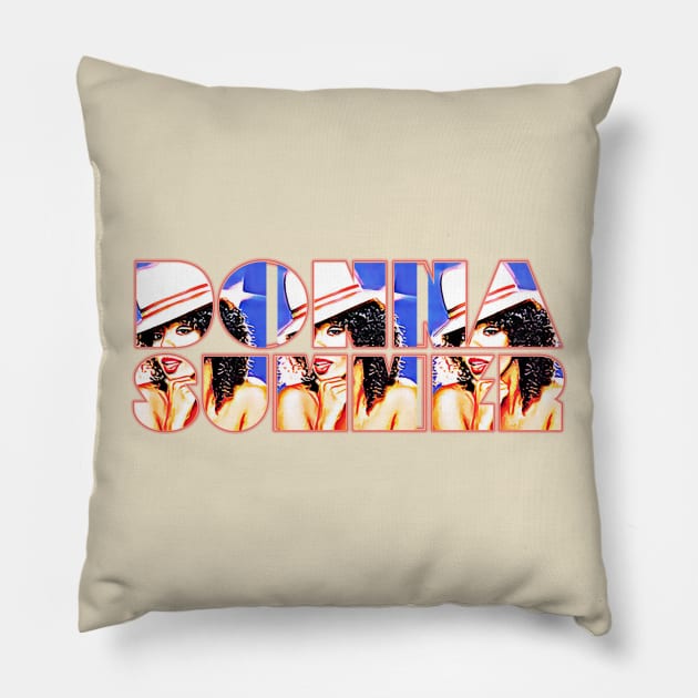 Donna Summer typography graphic Pillow by HAPPY TRIP PRESS