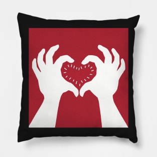 Hands making the sign of love, a heart Pillow