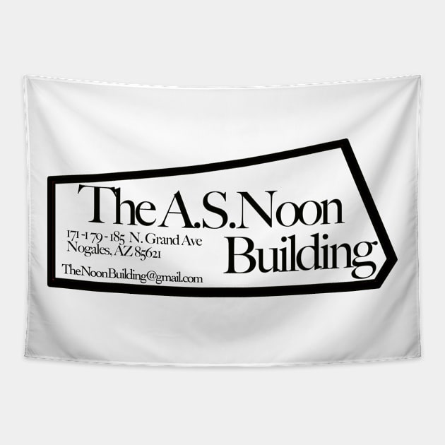 The Noon Building (black) Tapestry by Nuttshaw Studios