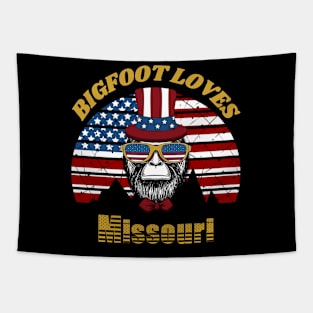 Bigfoot loves America and Missouri Tapestry