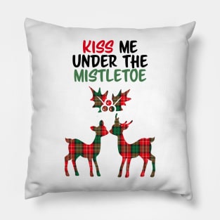 Kiss Me Under The Mistletoe Deer Pillow