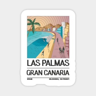 Las Palmas Gran Canaria Retro Travel Magnet