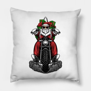 Santa riding A Motorcycle Pillow