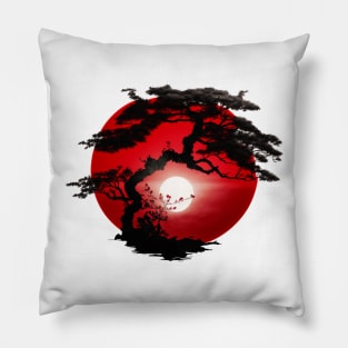 Bonsai World, Bonsai Tree Red Dawn Pillow