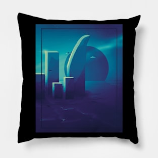 Travel To Another Place: Cyberpunk Retro Sci-Fi Planet Pillow