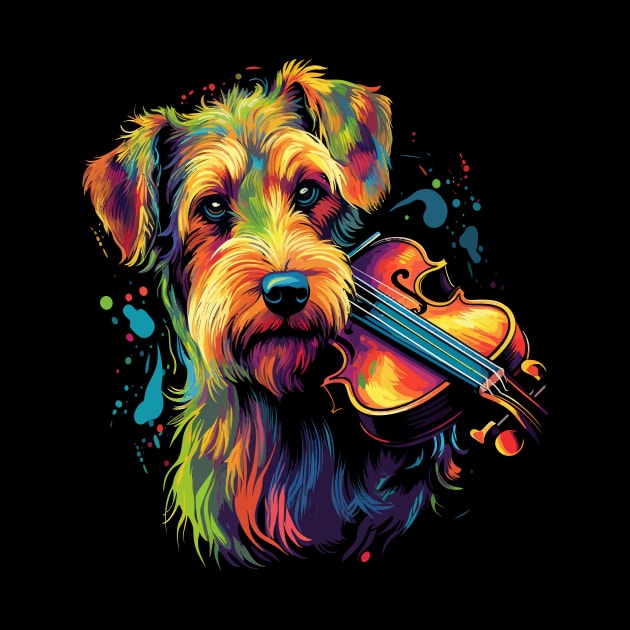 Airedale Terrier Playing Violin by JH Mart