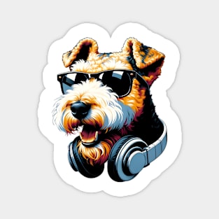 Lakeland Terrier Smiling DJ with Musical Vibes Magnet