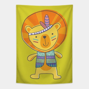 TeePee Lion Cartoon Tapestry