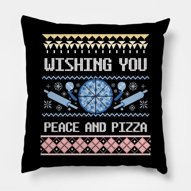 Wishing you Peace and Pizza Pillow by cacostadesign