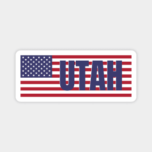 Utah State in American Flag Magnet