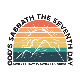 God's Sabbath The Seventh Day - Sunset - Black Text T-Shirt