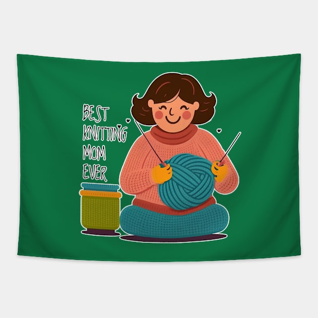 Best Knitting Mom Ever #5 Tapestry by aifuntime