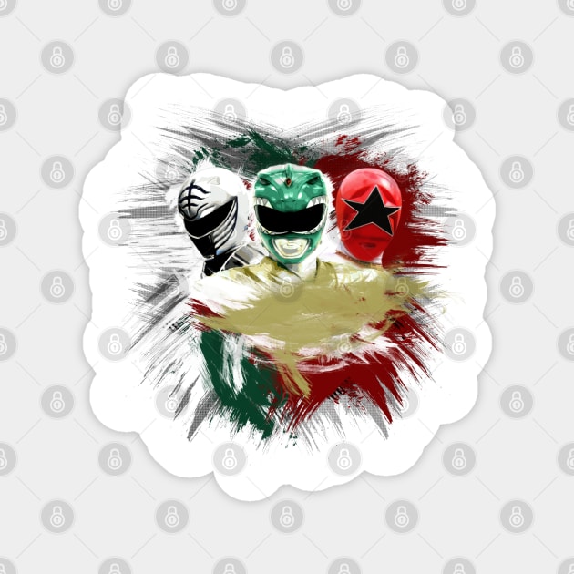 Tommy - White, Green & Red Ranger Magnet by Designsbytopher