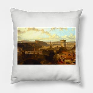 Edinburgh From The Calton Hill By David Roberts Digitally Enhanced Pillow