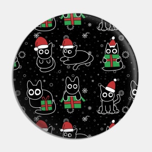 Black Cat Christmas Holidays Pin