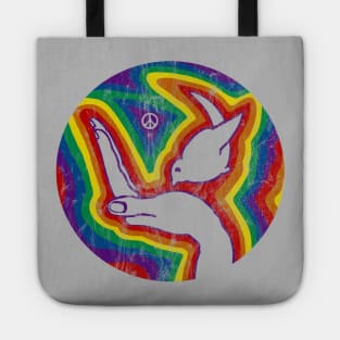 Rainbow Peace Dove (distressed) Tote