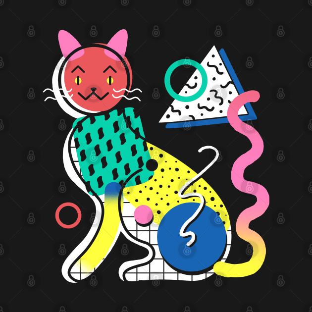 Memphis Cat Design by Vincent Trinidad Art