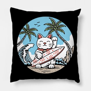 Lucky Cat Surfing Pillow