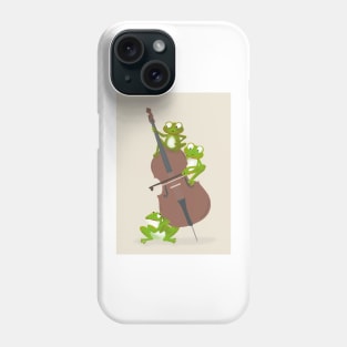 Three funny frogs playing the double bass Phone Case