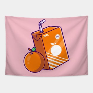 Orange Juice Box Cartoon Tapestry