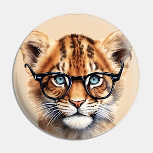 Cute Lion Cub Wearing Glasses Pin