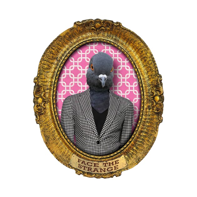 Pink Pigeon Lady in Vintage Frame by FaceTheStrange