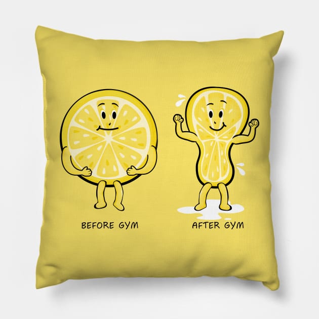 Lemon Gym Pillow by GedWorks