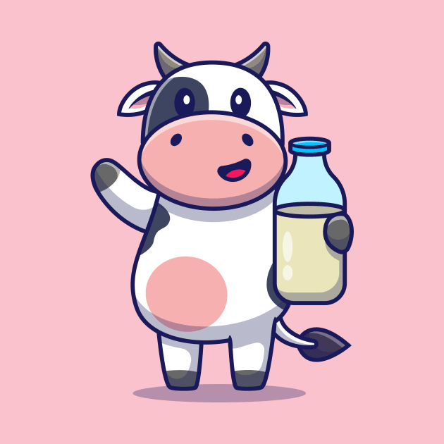 Cute Cow Holding Milk by Catalyst Labs