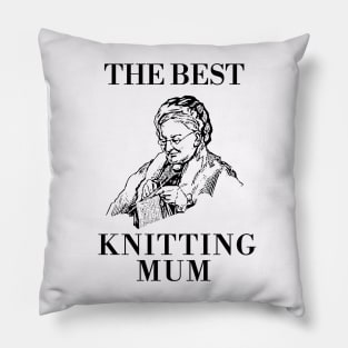 THE BEST KNITTING CRAFTS MUM LINE ART SIMPLE VECTOR STYLE, MOTHER OLD TIMES Pillow