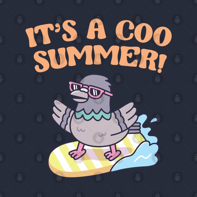 Pigeon On Surfboard Its A Coo Summer Funny by rustydoodle