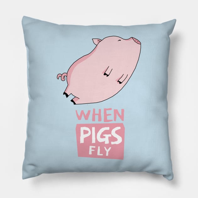 Cute Pinky Pig Flying Pillow by KewaleeTee