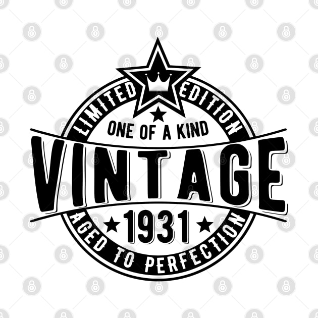 90th birthday idea vintage retro badge born in 1931 by The Arty Apples