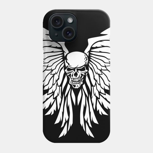 Classic Old School Skull Wings Illustration Phone Case by hobrath